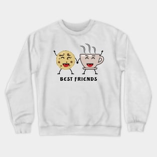 Best Friends - Cookie And Coffee - Funny Character Illustration Crewneck Sweatshirt